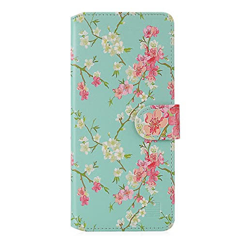 32nd Blumen Series 2.0 - PU Leder-Mappen-Hülle Case Cover für Samsung Galaxy A21S (2020), Blumendesign hüllen Entwurf gemacht Mit Kartensteckplatz und Magnetverschluss - Frühlings-Blau von 32nd