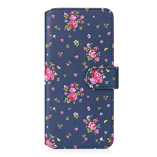 32nd Blumen Series 2.0 - PU Leder-Mappen-Hülle Case Cover für Samsung Galaxy A41 (2020), Blumendesign hüllen Entwurf gemacht Mit Kartensteckplatz und Magnetverschluss - Weinlese-Rosen-Indigo von 32nd