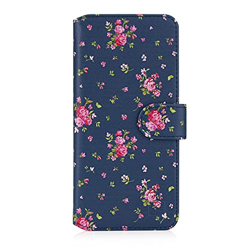 32nd Blumen Series 2.0 - PU Leder-Mappen-Hülle Case Cover für Samsung Galaxy A71 (2020), Blumendesign hüllen Entwurf gemacht Mit Kartensteckplatz und Magnetverschluss - Weinlese-Rosen-Indigo von 32nd