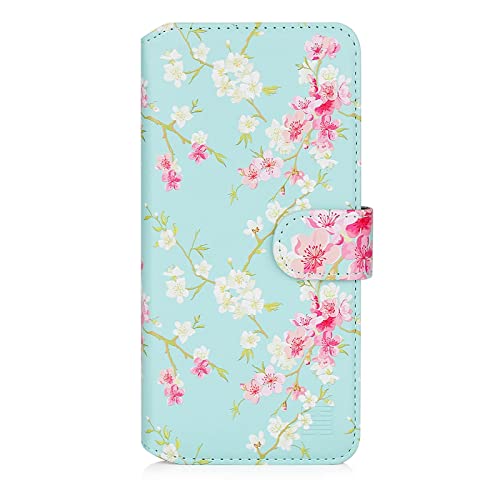 32nd Blumen Series 3.0 - PU Leder-Mappen-Hülle Case Cover für Apple iPhone 14 (6.1"), Blumendesign hüllen Entwurf gemacht Mit Kartensteckplatz und Magnetverschluss - Frühlings-Blau von 32nd