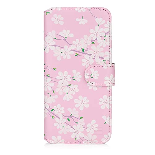 32nd Blumen Series 3.0 - PU Leder-Mappen-Hülle Case Cover für Apple iPhone 14 (6.1"), Blumendesign hüllen Entwurf gemacht Mit Kartensteckplatz und Magnetverschluss - Kirschblüte von 32nd