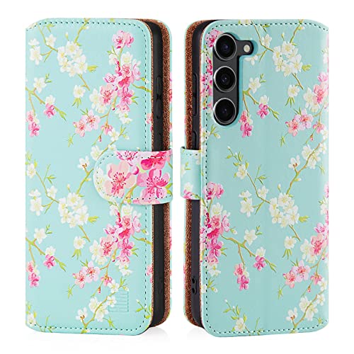 32nd Blumen Series 3.0 - PU Leder-Mappen-Hülle Case Cover für Samsung Galaxy S23, Blumendesign hüllen Mit RFID-Blockierung Kartensteckplatz, Magnetverschluss und Standfuß - Frühlings-Blau 32nd Blumen Series 3.0 - PU Leder-Mappen-Hülle Case Cover für Samsung Galaxy S23, Blumendesign hüllen Mit RFID-Blockierung Kartensteckplatz, Magnetverschluss und Standfuß - Frühlings-Blau von 32nd