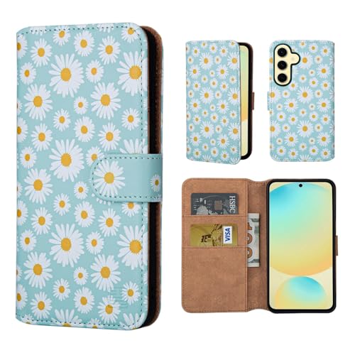 32nd Blumen Series 3.0 - PU Leder-Mappen-Hülle Case Cover für Samsung Galaxy S24 FE, Blumendesign hüllen Mit RFID-Blockierung Kartensteckplatz, Magnetverschluss und Standfuß - Blaues Gänseblümchen 32nd Blumen Series 3.0 - PU Leder-Mappen-Hülle Case Cover für Samsung Galaxy S24 FE, Blumendesign hüllen Mit RFID-Blockierung Kartensteckplatz, Magnetverschluss und Standfuß - Blaues Gänseblümchen von 32nd