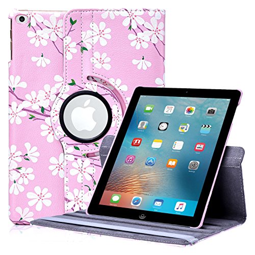 32nd Blumen Series - PU Leder Folio Hülle Case Flip Cover für Apple iPad 9.7" (2017) & iPad 9.7" (2018), Blumendesign hüllen Entwurf gemacht Mit Ständer - Kirschblüte von 32nd