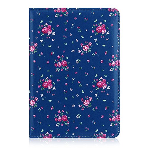 32nd Blumen Series - PU Leder Folio Hülle Case Flip Cover für Apple iPad Mini 1, 2 & 3, Blumendesign hüllen Entwurf gemacht Mit Ständer - Weinlese-Rosen-Indigo von 32nd