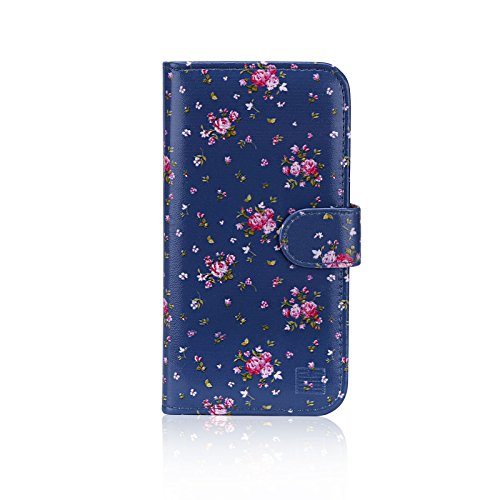 32nd Blumen Series - PU Leder-Mappen-Hülle Case Cover für Apple iPhone X & iPhone XS, Blumendesign hüllen Entwurf gemacht Mit Kartensteckplatz und Magnetverschluss - Weinlese-Rosen-Indigo 32nd Blumen Series - PU Leder-Mappen-Hülle Case Cover für Apple iPhone X & iPhone XS, Blumendesign hüllen Entwurf gemacht Mit Kartensteckplatz und Magnetverschluss - Weinlese-Rosen-Indigo von 32nd