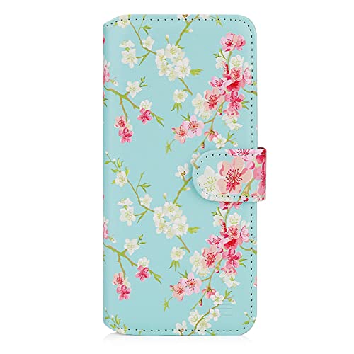32nd Blumen Series - PU Leder-Mappen-Hülle Case Cover für Xiaomi Redmi Note 11 Pro & Redmi Note 11 Pro+, Blumendesign hüllen Entwurf gemacht Mit Kartensteckplatz und Magnetverschluss - Frühlings-Blau von 32nd