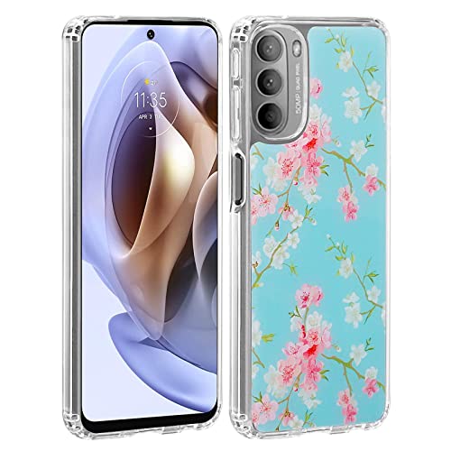 32nd Blumengel Serie - Transparente, Durchsichtige Schutzhülle mit Blumenmuster für Motorola Moto G31 & Moto G41, Hardcover Handyhülle mit TPU-Gelkanten - Frühlings-Blau von 32nd