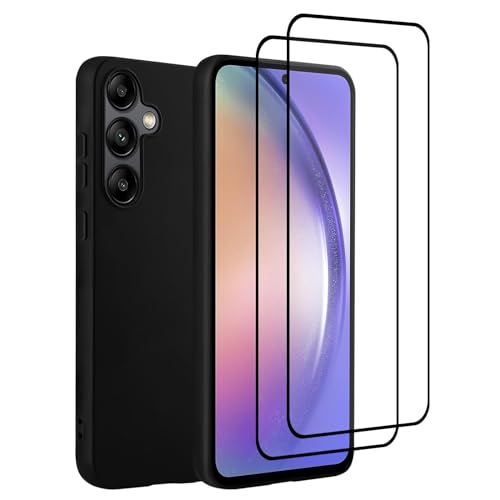 32nd Flüssiges Silikon Schutzhülle für Samsung Galaxy A55 mit 2 Displayschutzfolien aus gehärtetem Glas, schlanke und langlebige Case Cover - Schwarz 32nd Flüssiges Silikon Schutzhülle für Samsung Galaxy A55 mit 2 Displayschutzfolien aus gehärtetem Glas, schlanke und langlebige Case Cover - Schwarz von 32nd