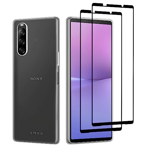 32nd Klare Gel Series - Ultradünne, Transparente TPU-Hülle mit 2 X Displayschutzfolien aus Gehärtetem Glas für Sony Xperia 10 V (2023) - Transparent von 32nd