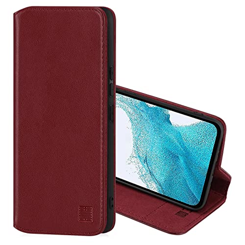 32nd Klassische Serie 2.0 - Lederhülle Case Cover für Samsung Galaxy A54 5G (2023), Echtleder Hülle Mit RFID-Blockierung Kartensteckplatz, Magnetverschluss und Standfuß - Burgunder von 32nd
