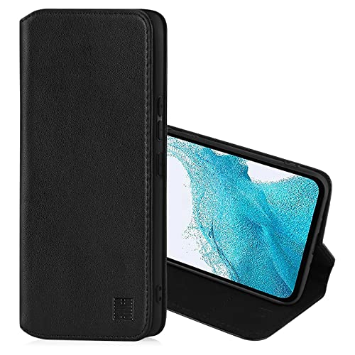 32nd Klassische Serie 2.0 - Lederhülle Case Cover für Samsung Galaxy A54 5G (2023), Echtleder Hülle Mit RFID-Blockierung Kartensteckplatz, Magnetverschluss und Standfuß - Schwarz von 32nd