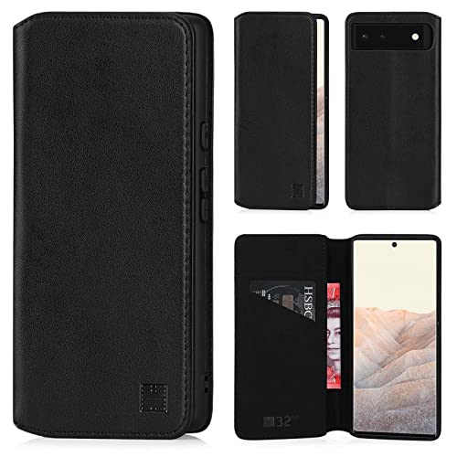 32nd Klassische Series 2.0 - Lederhülle Case Cover für Google Pixel 6, Echtleder Hülle Entwurf gemacht Mit Kartensteckplatz, Magnetisch und Standfuß - Schwarz 32nd Klassische Series 2.0 - Lederhülle Case Cover für Google Pixel 6, Echtleder Hülle Entwurf gemacht Mit Kartensteckplatz, Magnetisch und Standfuß - Schwarz von 32nd