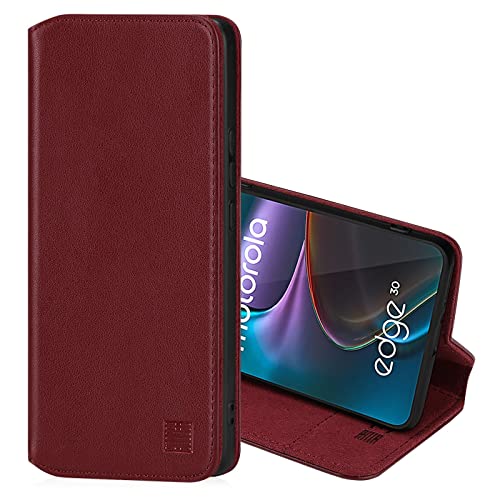 32nd Klassische Series 2.0 - Lederhülle Case Cover für Motorola Moto Edge 30, Echtleder Hülle Entwurf gemacht Mit Kartensteckplatz, Magnetisch und Standfuß - Burgunder 32nd Klassische Series 2.0 - Lederhülle Case Cover für Motorola Moto Edge 30, Echtleder Hülle Entwurf gemacht Mit Kartensteckplatz, Magnetisch und Standfuß - Burgunder von 32nd