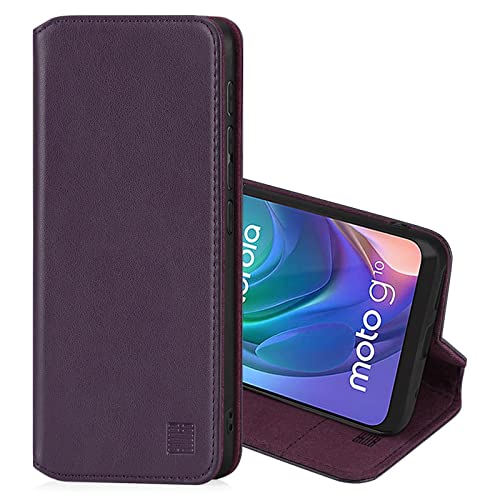 32nd Klassische Series 2.0 - Lederhülle Case Cover für Motorola Moto G10, Moto G20 & Moto G30, Echtleder Hülle Entwurf gemacht Mit Kartensteckplatz, Magnetisch und Standfuß - Aubergine von 32nd