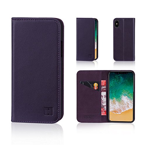 32nd Klassische Series - Lederhülle Case Cover für Apple iPhone X & iPhone XS, Echtleder Hülle Entwurf gemacht Mit Kartensteckplatz, Magnetisch und Standfuß - Aubergine 32nd Klassische Series - Lederhülle Case Cover für Apple iPhone X & iPhone XS, Echtleder Hülle Entwurf gemacht Mit Kartensteckplatz, Magnetisch und Standfuß - Aubergine von 32nd