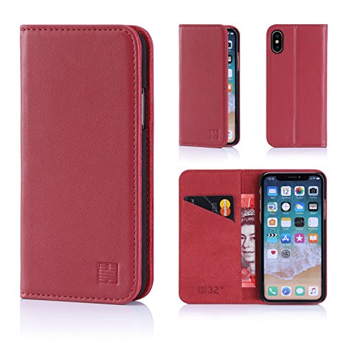 32nd Klassische Series - Lederhülle Case Cover für Apple iPhone X & iPhone XS, Echtleder Hülle Entwurf gemacht Mit Kartensteckplatz, Magnetisch und Standfuß - Rosa Pink 32nd Klassische Series - Lederhülle Case Cover für Apple iPhone X & iPhone XS, Echtleder Hülle Entwurf gemacht Mit Kartensteckplatz, Magnetisch und Standfuß - Rosa Pink von 32nd