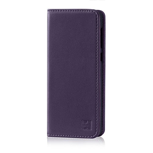 32nd Klassische Series - Lederhülle Case Cover für Motorola Moto G6 Plus, Echtleder Hülle Entwurf gemacht Mit Kartensteckplatz, Magnetisch und Standfuß - Aubergine von 32nd