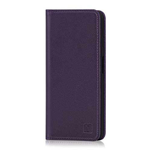 32nd Klassische Series - Lederhülle Case Cover für Samsung Galaxy A7 (2018), Echtleder Hülle Entwurf gemacht Mit Kartensteckplatz, Magnetisch und Standfuß - Aubergine von 32nd