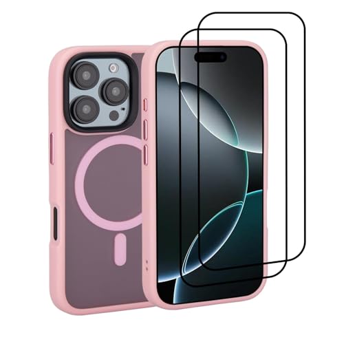 32nd Magnetische Schutzhülle für iPhone 16 Pro (6.3"), kompatibel mit MagSafe + 2 Displayschutzfolien, schlanke, stoßfeste Schutzhülle - Rosa von 32nd