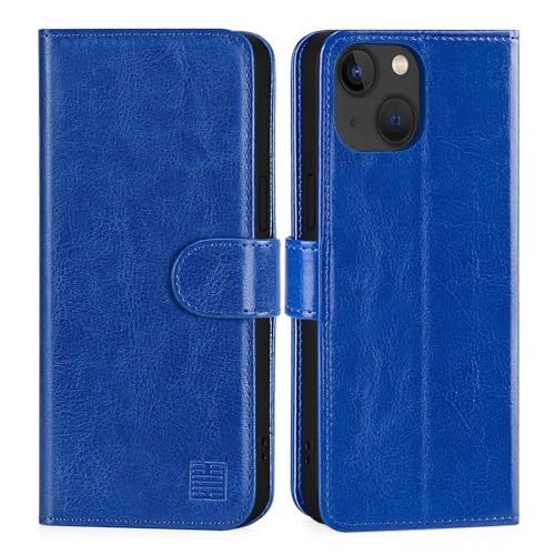 32nd PU Leder Mappen Hülle Flip Case Cover für Apple iPhone 15 Plus (6.7"), Ledertasche Hüllen Mit RFID-Blockierung Kartensteckplatz, Magnetverschluss und Standfuß - Blau von 32nd