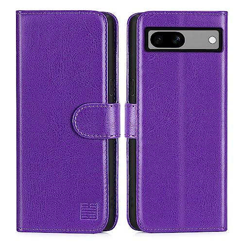 32nd PU Leder Mappen Hülle Flip Case Cover für Google Pixel 7A, Ledertasche Hüllen Mit RFID-Blockierung Kartensteckplatz, Magnetverschluss und Standfuß - Violett von 32nd