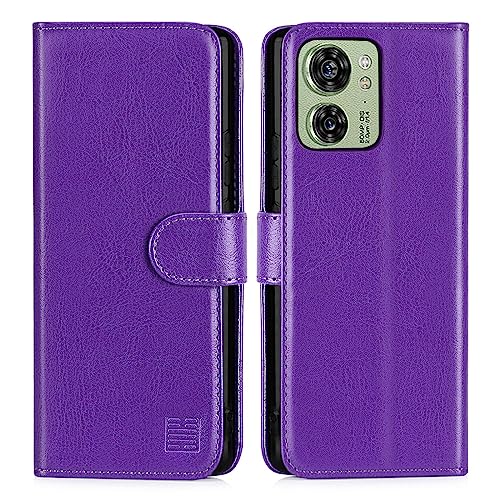 32nd PU Leder Mappen Hülle Flip Case Cover für Motorola Moto Edge 40, Ledertasche Hüllen Mit RFID-Blockierung Kartensteckplatz, Magnetverschluss und Standfuß - Violett von 32nd