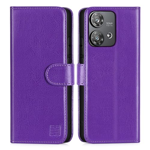 32nd PU Leder Mappen Hülle Flip Case Cover für Motorola Moto Edge 40 Neo, Ledertasche Hüllen Mit RFID-Blockierung Kartensteckplatz, Magnetverschluss und Standfuß - Violett von 32nd