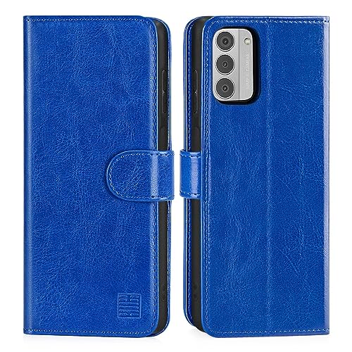 32nd PU Leder Mappen Hülle Flip Case Cover für Nokia G42, Ledertasche Hüllen Mit RFID-Blockierung Kartensteckplatz, Magnetverschluss und Standfuß - Blau von 32nd