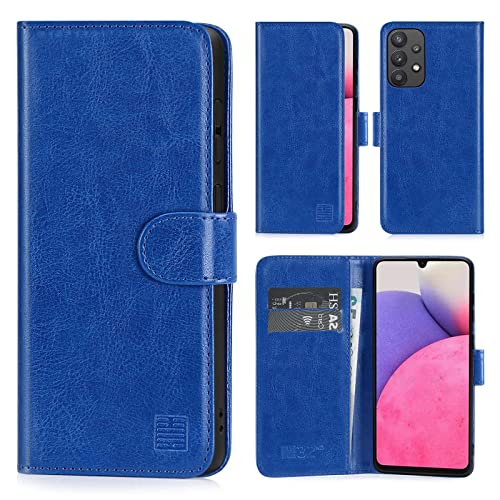 32nd PU Leder Mappen Hülle Flip Case Cover für Samsung Galaxy A33 5G (2022), Ledertasche hüllen mit Magnetverschluss und Kartensteckplatz - Blau von 32nd