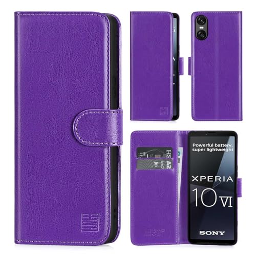 32nd PU Leder Mappen Hülle Flip Case Cover für Sony Xperia 10 VI (2024), Ledertasche Hüllen Mit RFID-Blockierung Kartensteckplatz, Magnetverschluss und Standfuß - Violett von 32nd