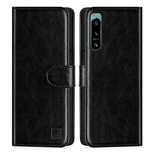 32nd PU Leder Mappen Hülle Flip Case Cover für Sony Xperia 5 IV (2022), Ledertasche hüllen mit Magnetverschluss und Kartensteckplatz - Schwarz von 32nd