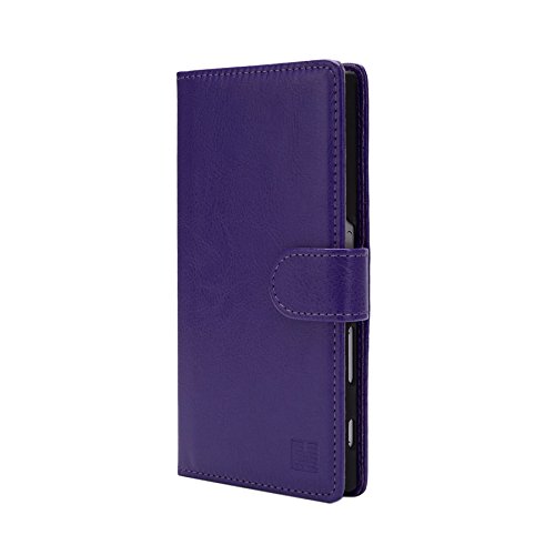 32nd PU Leder Mappen Hülle Flip Case Cover für Sony Xperia XZ, Ledertasche hüllen mit Magnetverschluss und Kartensteckplatz - Violett von 32nd