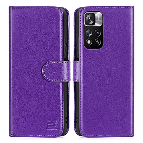 32nd PU Leder Mappen Hülle Flip Case Cover für Xiaomi Redmi Note 10 Pro, Ledertasche hüllen mit Magnetverschluss und Kartensteckplatz - Violett von 32nd