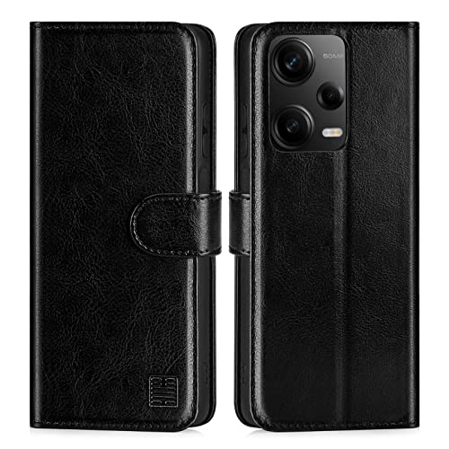 32nd PU Leder Mappen Hülle Flip Case Cover für Xiaomi Redmi Note 12 5G, Ledertasche Hüllen Mit RFID-Blockierung Kartensteckplatz, Magnetverschluss und Standfuß - Schwarz von 32nd