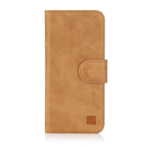 32nd Premium Series - Leder Mappen Hülle Case Flip Cover für Samsung Galaxy S10, Entwurf gemacht Mit Kartensteckplatz, Magnetverschluss und Standfuß - Camel von 32nd