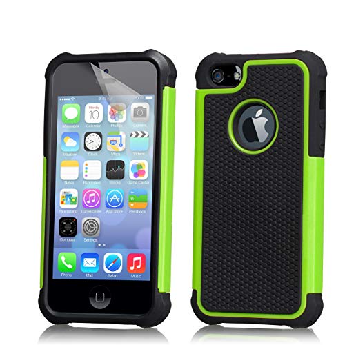 32nd Shockproof Series - Schutz Stoßdämpfung hülle vor Stürzen und Stößen für Apple iPhone 5, 5S & SE, Case Cover mit Stoßdämpfenden Kern - Grün von 32nd