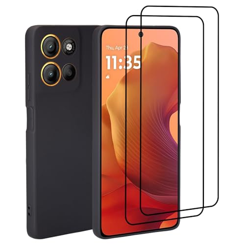32nd Silikonhülle für Motorola Moto G15 mit 2 Displayschutzfolien, schlanke und langlebige Schutzhülle - Schwarz von 32nd