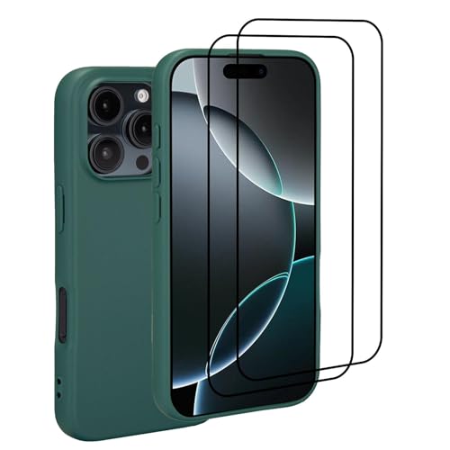 32nd Silikonhülle für iPhone 16 Pro (6.3") mit 2 Displayschutzfolien, schlanke und langlebige Schutzhülle - Dunkles Blaugrün von 32nd