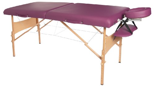 3B Scientific Massage- / Therapieliege, Behandlungsliege, Naturholzgestell, zusammenklapp- und tragbar, höhenverstellbar, bordeauxrote Polsterung von 3B Scientific