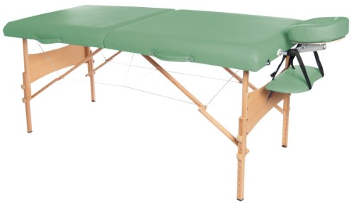3B Scientific Massage- / Therapieliege, Behandlungsliege, Naturholzgestell, zusammenklapp- und tragbar, höhenverstellbar, grüne Polsterung von 3B Scientific