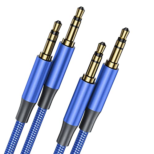 3,5 mm AUX-Kabel,[2 Stück, 1m+2m] geflochtenes Kopfhörerkabel Stecker auf Stecker,HiFi-Sound,AUX-Kabel,kompatibel mit Auto/Heim-Stereoanlagen,Lautsprecher,Sony,Echo Dot,Kopfhörer,Beats,iPod iPad-Blau von 3BAO