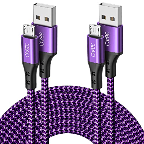 3BAO Micro USB Kabel 2 Stück 1M2M, Ladekabel Micro USB Schnellladekabel kompatibel mit Galaxy S7 S6 S5 J7 (2018) J6 J5, Huawei P Smart, P40 Lite E, P10 Lite, Y9 Y8 Y7, PS4 Controller usw. von 3BAO