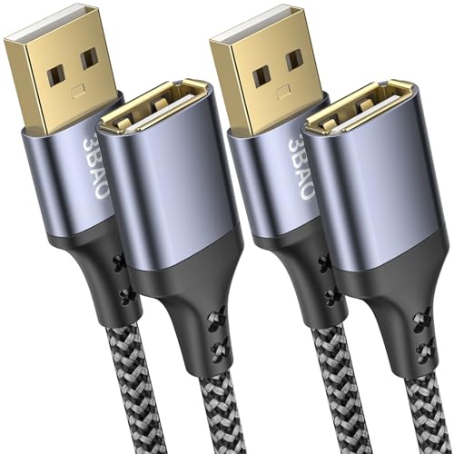 3BAO USB Verlängerung kabel [2Pack 2m ],USB 2.0 A Stecker zu Buchse Verlängerungskabel Ladekabel Daten Sync Extender für Scanner,Kartenleser,Maus,Oculus Rift,PS VR,Tastatur,Drucker usw von 3BAO