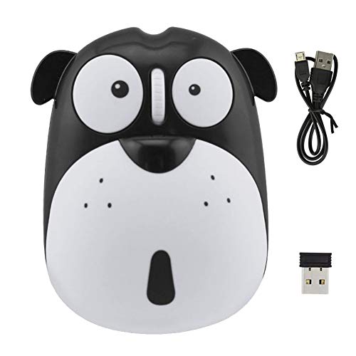 3C Light Kabellose Maus, 2,4 GHz, niedliche Tier-Hundeform, schnurlose Maus, Mini-Maus, wiederaufladbar, optische Mäuse, Cartoon-Welpe, Computermaus, 3 Tasten, für Laptop, Desktop, PC (schwarz) von 3C Light