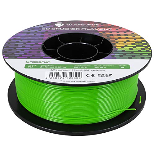 3D FREUNDE Premium PLA Filament 1,75mm, 1kg Spule | EU-Herstellung | Optimiert für 3D Drucker | Verbesserte Festigkeit | Biologisch Abbaubar | Präzision ±0,02mm | Einfaches Drucken - Grasgrün von 3D FREUNDE