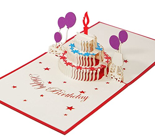 3D KARTE "Geburtstagstorte mit Luftballons" I Pop-Up Karte als Geburtstagskarte I Klappkarte als Geldgeschenk, Glückwunschkarte, Geschenk von 3D Kartenwelt