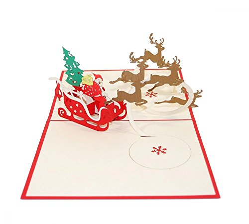 3D KARTE "Santa auf Schlitten" I Pop-Up Karte als Gutschein oder Gruß zu Weihnachten I Klappkarte als Weihnachtskarte von 3D Kartenwelt