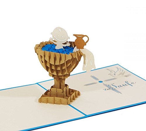 3D KARTE "Zur Taufe" blau I Pop-Up Karte als Gutschein, Geldgeschenk, Glückwunschkarte I Klappkarte als Taufkarte von 3D Kartenwelt
