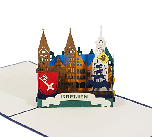 Bremen Skyline - 3D Karte/Pop-Up Karte/Grußkarte zum Aufklappen von 3D Kartenwelt